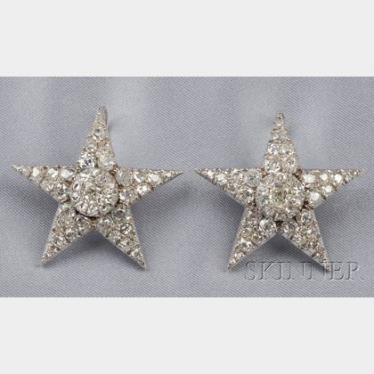 Pair of Antique Diamond Stars