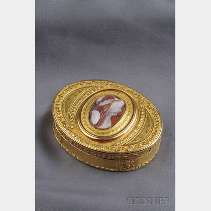 Antique 18kt Tricolor Gold and Hardstone Cameo Box