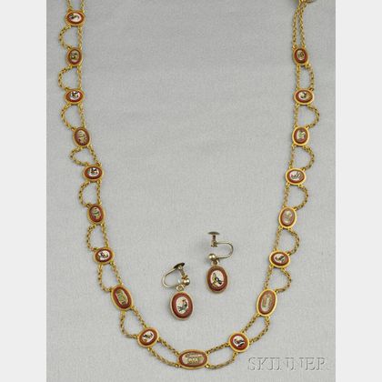 Antique Gold and Micromosaic Necklace