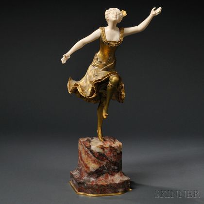 Henri Fugere (French, 1872-1944) Bronze and Ivory Dancer with Castanets