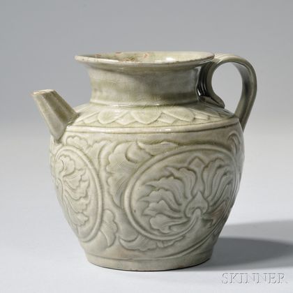 Celadon-glazed Stoneware Ewer