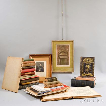 Group of Assorted Books, Framed Engravings, and Sheet Music