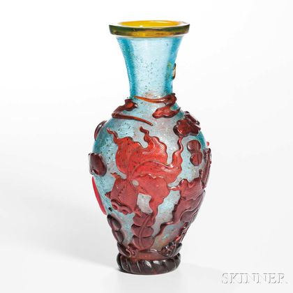 Overlaid Peking Glass Vase