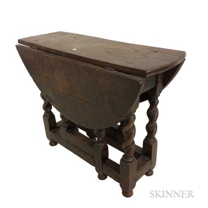 English Jacobean-style Miniature Oak Barleytwist Gate-leg Table
