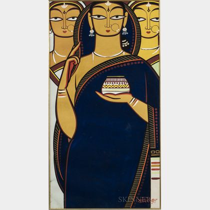 Jamini Roy (1887-1972),Bride and Two Companions 