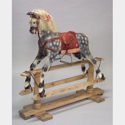 Large Painted Wood Rocking Horse
