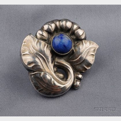 Sterling Silver and Lapis Brooch, Georg Jensen