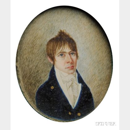 Portrait Miniature of a Young Man Dressed in a Blue Jacket