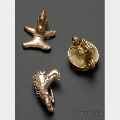 Three Pre-Columbian Cast Gold Ornaments
