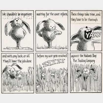 David Omar White (American, 1927-2009) Lot of 102 The White Rabbit Political Cartoon Strips