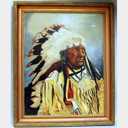 Framed Folk Portrait of Sioux Chief Little Wound
