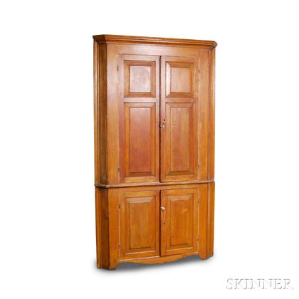 Country Pine Two-piece Corner Cupboard