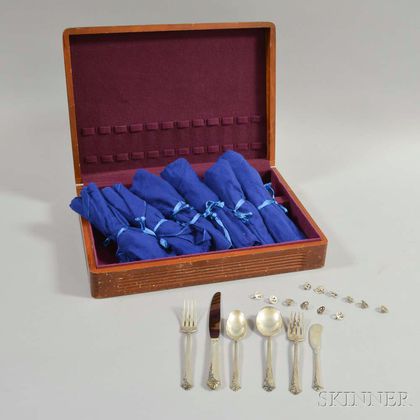 Heirloom "Damask Rose" Sterling Silver Partial Flatware Service for Six
