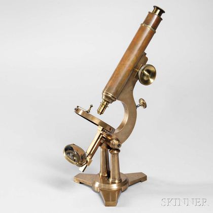 Ernest C. Fasoldt Lacquered Brass Monocular Microscope