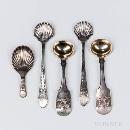 Five Coin Silver Sugar Spoons