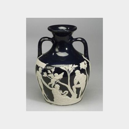Wedgwood Blue Glazed White Stoneware Portland Vase