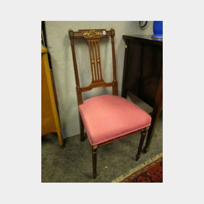 Louis XVI Style Git-metal Mounted Satinwood Side Chair. 