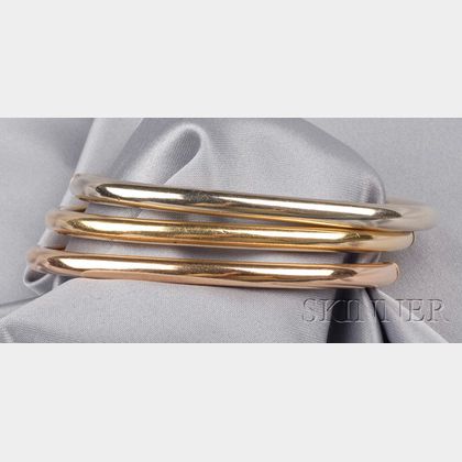 Set of Three 18kt Tricolor Gold Bangles