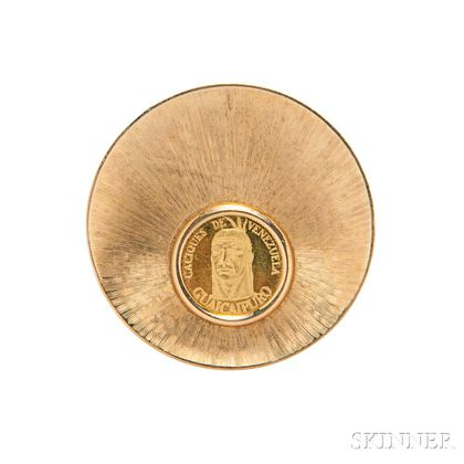 18kt Gold Coin Brooch