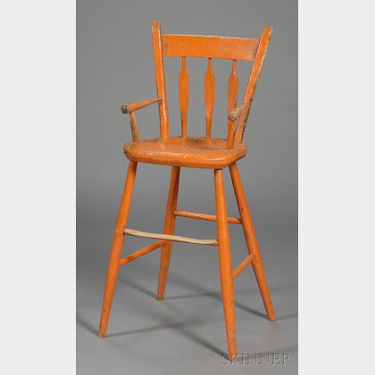Orange-painted Windsor Arrow-back High Chair