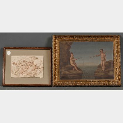 Continental School, 19th/20th Century Two Framed Works: Saint with Angel