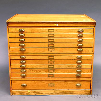 Oak Eleven-drawer File Cabinet