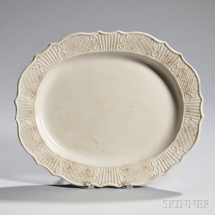 Staffordshire White Salt-glazed Stoneware Serving Dish