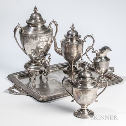 Three-piece William Gale & Son Sterling Silver Tea Service