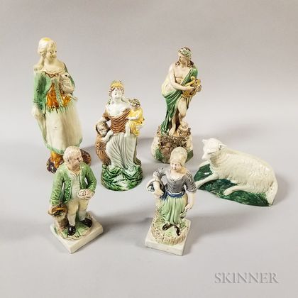 Six Ralph Wood-type Staffordshire Ceramic Figures