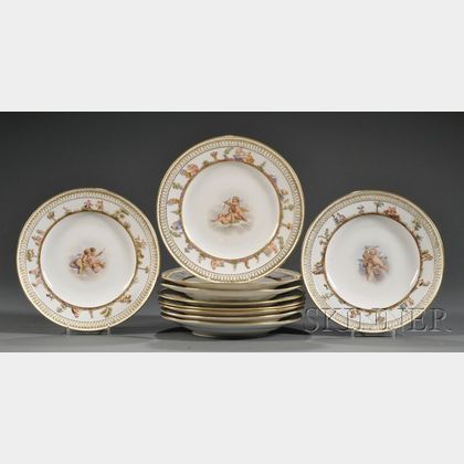 Assembled Set of Ten Meissen Porcelain Plates