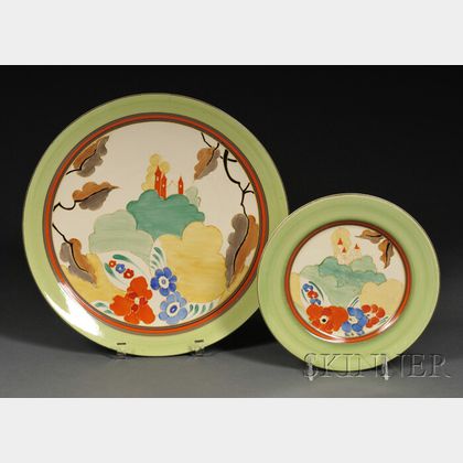 Clarice Cliff Bizarre Ware Alton Pattern Charger and Plate