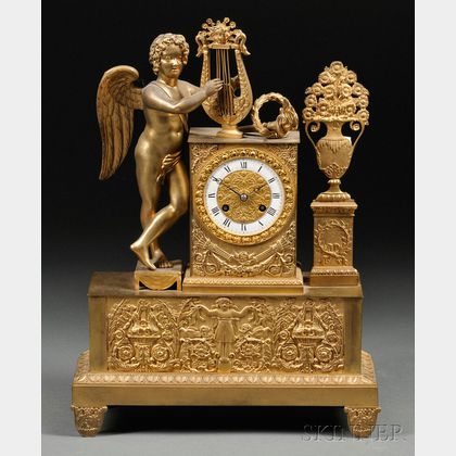 French Gilt-bronze Mantel Clock