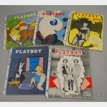 Five 1954 Playboy Magazines