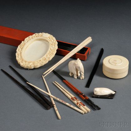 Four Ivory Items and Five Sets of Chopsticks
