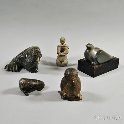 Five Inuit Soapstone Carvings