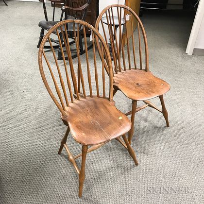 Two Bamboo-turned Braced Bow-back Windsor Side Chairs
