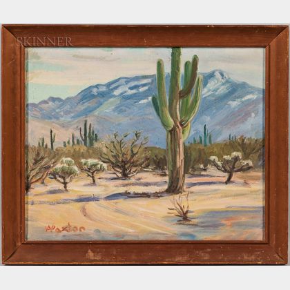 William Arthur Paxton (Canadian/American, 1873-1965) Desert Scene with Saguaro Cactus