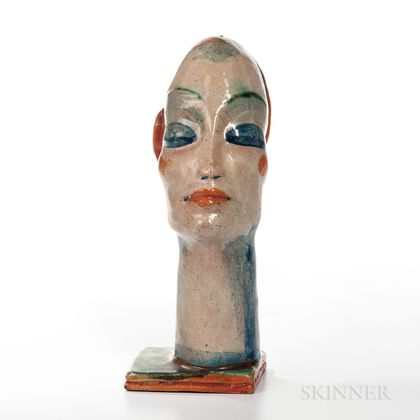Gudrun Baudisch (1907-1982) Ceramic Female Head for Weiner Werkstatte