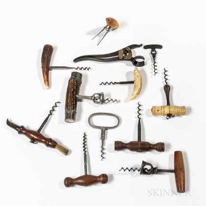 Collection of Eleven Antique and Vintage Corkscrews and Wine Openers