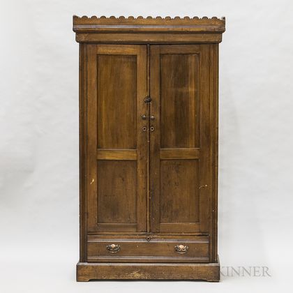Country Stained Pine Paneled Cupboard