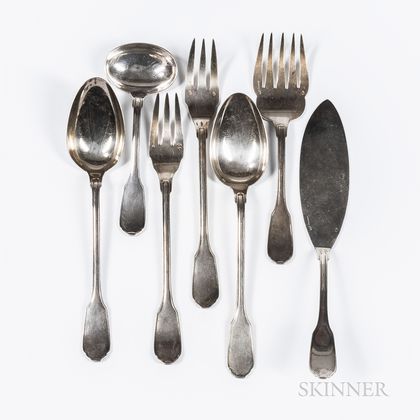 Seven French Sterling Silver Serving Pieces