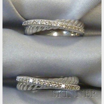 Two Sterling Silver and Diamond Cable Rings, David Yurman