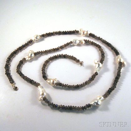 Labradorite and Baroque Pearl Beaded Necklace