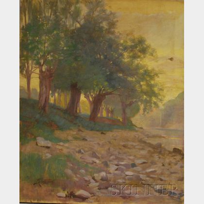 Albert Henri Louis Silvestre (Swiss, 1869-1954) Rocky River's Edge.