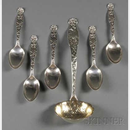 Group of Whiting Sterling "Heraldic" Pattern Serving Pieces