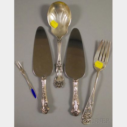 Five Assorted Sterling Silver Flatware Serving Items