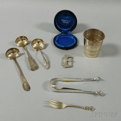 Small Group of Sterling and Coin Silver Flatware and Personal Items