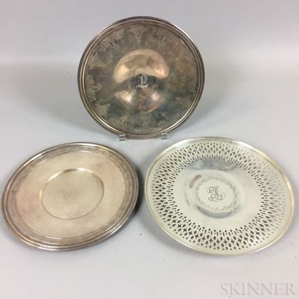 Three Sterling Silver Footed Plates