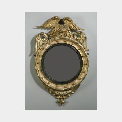 George III Giltwood Eagle-topped Convex Mirror