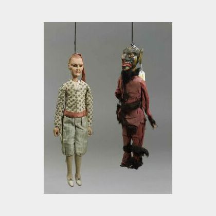Two Continental Wood and Composition Puppets